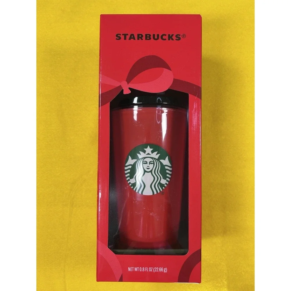 Starbucks Holiday Gift Set 16oz Red Acrylic Cold Cup Tumbler & Iced Coffee KCups